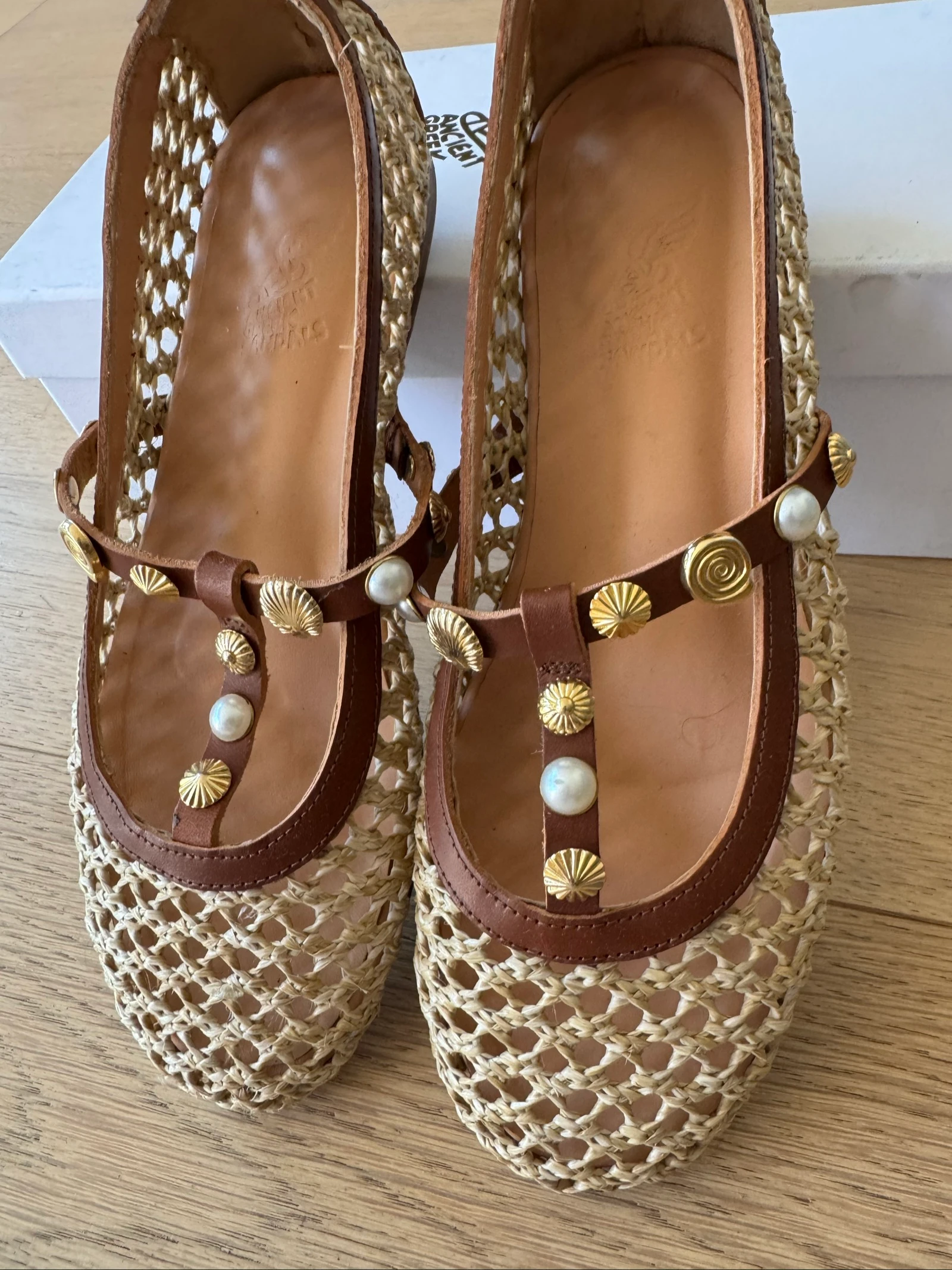 Sandalias Ancient Greek de rafia, bailarinas color coñac beige talla 37 – photo 3